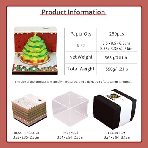 3D Calendar 2027,Time Piece Calendar 2027,Christmas tree 3D Art Notepad Calendars,3D Memo Pad,Tear Away Calendars,Christmas Gift,New Year Gift (Green Christmas tree) - Image 3