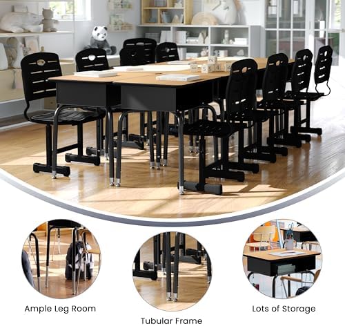 Flash Furniture Metal Student Desk with Open Book Box, Natural, 10-Pack - Image 5