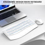 Wireless Keyboard and Mouse Combo, 2.4G Ergonomic Wave Keys(White) - Image 2