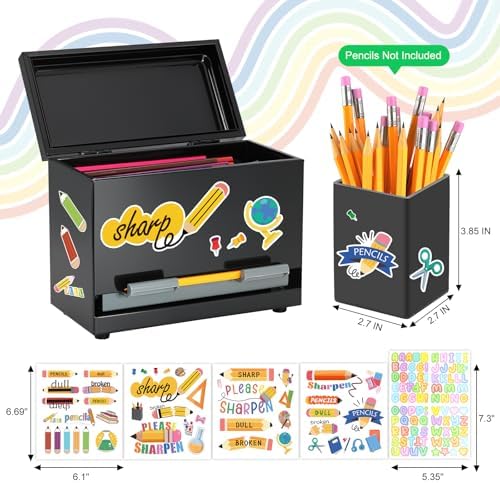 Pencil Dispenser for Classroom & Pencil Holder for Desk with 5 PCS Stickers - Image 5
