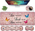 Ergonomic Keyboard Wrist Rest & Mouse Pad Wrist Rest Set, Large XXL Gaming Desk Mat 31.5"x 11.8", Non-Slip Base, Memory Foam, Easy Typing Pain Relief for Office & Home, Glitter Quote Live Laugh Love by Unknown