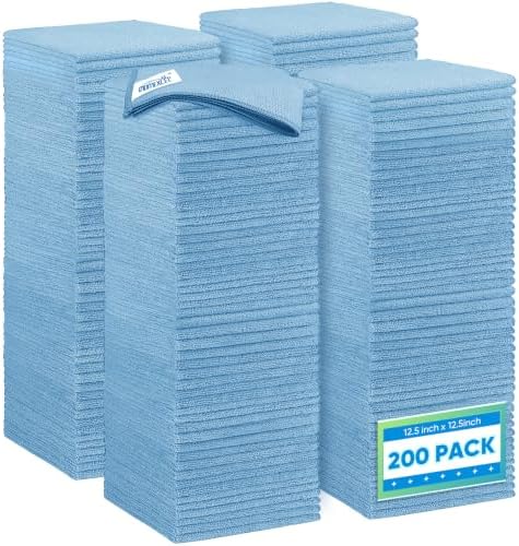 HOMEXCEL Blue Microfiber Cleaning Cloth 200PK, Towels for Cars, 12.5×12.5" by HOMEXCEL
