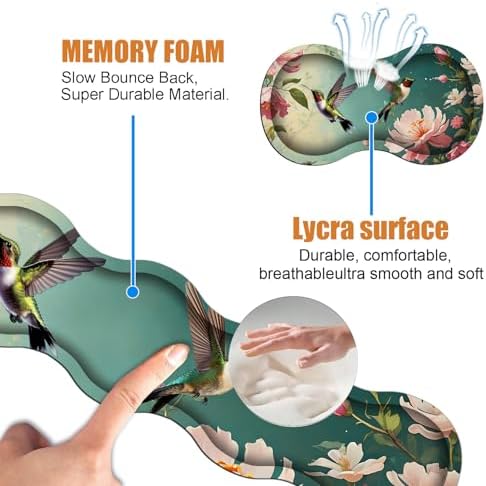 4 in 1 Ergonomic Keyboard Wrist Rest & Mouse Pad Wrist Rest Set, Large XXL Gaming Desk Mat 31.5"x 11.8" with Non-Slip Base, Memory Foam for Home Office Study Gaming, Hummingbird Flowers - Image 5