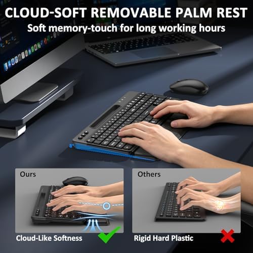 Wireless Keyboard and Mouse Combo,Soft Wrist Rest,Phone Holder(Black) - Image 3
