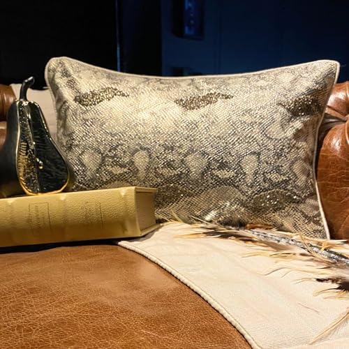 The HomeCentric Decorative Gold 12"x16" (30x40 cm) Oblong Sofa Pillow Case, Faux Leather Beaded Pattern Pillow Cover Sofa, Animal Pattern Modern Style - Animal Bling - Image 5