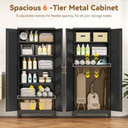 Polup 75" Pantry Cabinet, Tall Metal Storage Cabinet with Doors and Shelves - Image 4