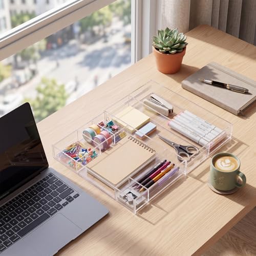 Briwooody Clear Acrylic Drawer Organizer Expandable,11 Compartments,Small - Image 6