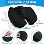 TushGuard Seat Cushion for Office Chair, Memory Foam Chair Cushion, Black - Image 2