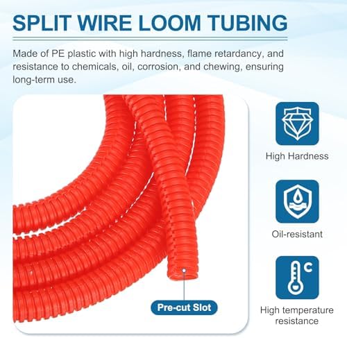 MECCANIXITY 3/8" 100ft Split Wire Loom Tubing w/Installation Tool Red - Image 3