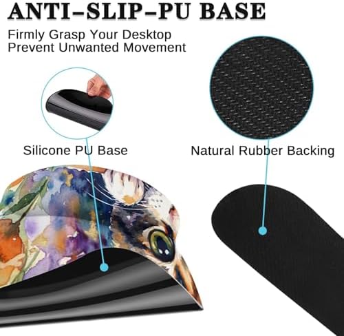 Arttown Keyboard Mouse Pad Set, 4 in 1 Desk Mat Set Cat Floral - Image 5