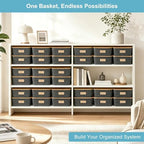 Bagnizer 4 Pack Plastic Storage Bins with Bamboo Lids, 6.2qt Stackable Storage Organizer Box with Lable for Pantry Shelves Drawers Desktop Office, 12"L x 8.3"W x 3.5"H, Gray - Image 6