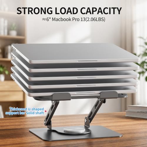 SOUNDANCE 360 Rotating Laptop Stand, Adjustable Riser,10-17", Silver Grey - Image 4