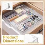 Novabright 2 Pack Acrylic Shallow Drawer Organizer with Removable Dividers 12" x 12" x 1.2" Clear Desk Drawer Organizer Tray for Shallow Drawers Makeup Brushes Cosmetics Office Supplies Non-slip Pads - Image 2
