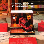 3d Calendar 2027,Hand Tear DIY Art 3d Calendar,Perfect Combination Of Artistic And Practical Design With Lights,Suitable For Note Taking,Decorative Ornaments,Holiday Gifts (Magic Train - Red) - Image 2
