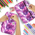 YOUSHARES 300 Slots Colored Pencil Bag - Handy Large Capacity Oxford Multi-Layer Zipper Pencil Bag for Prismacolor Colored Pencils & Gel Pen (Marble Purple) - Image 6