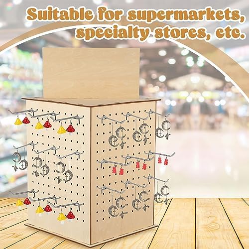 Kigley 4 Sided Rotating Display Stand, Wood Rack, 11.8 x 11.8 x 15.8 Inch - Image 5