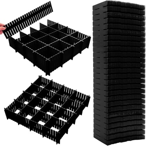 85Pcs Drawer Dividers, Adjustable Drawer Organiser, Cut at Will for Tidying Clutter Clothes, Socks, Makeup, Dresser, Kitchen Black by DVHOK