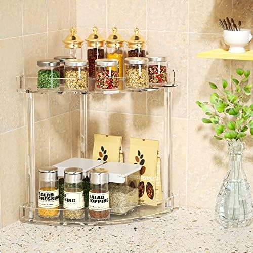 NPPLUS 2 Tier Acrylic Bathroom Counter Organizer, Clear Bathroom Countertop Corner Organizer, 2-Tier Corner Storage Shelf Vanity Trays, Home Storage Holder for Makeup Cosmetics Perfume Organizer - Image 4