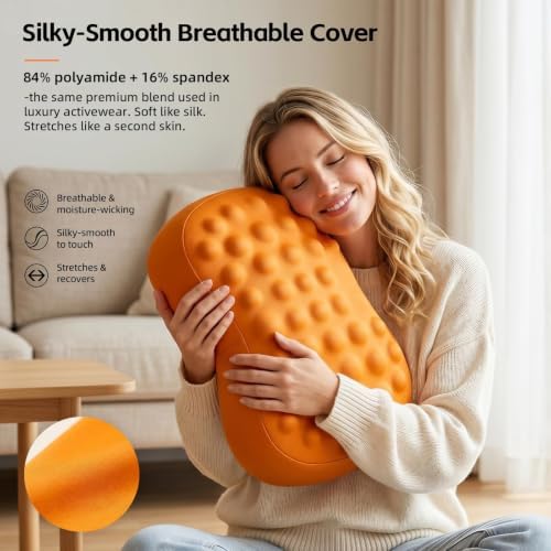 Foot Rest Under Desk, Memory Foam Ergonomic Footrest, Orange - Image 3