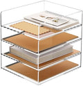 Acrylic Paper Organizer Letter Tray, Stackable Desk Organizer, 4-Tier by SANRUI