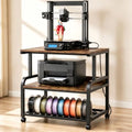 Homieasy 3D Printer Stand with Power Outlet, 23.6" x 23.6", Rustic Brown by Homieasy