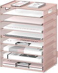 9-Tier Paper Organizer for Desk, Letter Tray with Handles, Pink, 2 Pack by DALTACK