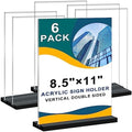 6Pack Acrylic Sign Holder 8.5x11 Vertical,Clear Sign Holder Double-Sided,Plastic Flyer Stand Menu Table Display Holders,Acrylic Paper Holder Plastic Picture Frames for Office Restaurants Show Fair by Arrobust