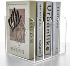 Acrylic File Holder for Desk - 4 Slot Vertical Magazine Organizer & Bookend - Clear Document Sorter Rack for Folders, Binders, Notebooks & Reports - Non-Slip Office Desktop Storage Sorter - Image 5