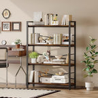4 Tier Bookshelf 31.49" Width, Book Organizers and Storage, Wood and Metal Tall Bookcase, Rustic Book Shelf Organization and Storage for Home Living Room Bedroom Office Storage(Rustic Brown) - Image 6