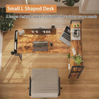 Treesland 40 Inch Computer Desk with Bookshelf, Corner Desk with Storage, L Shaped Desk, Home Office Desks, Writing Study Desk for Bedroom, Brown - Image 5