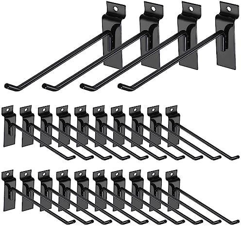HARFINGTON 60pcs Slat Wall Hooks 12" Length Metal Pegboard Panel Display Wall Hanging Hook and Hanger for Garage, Retail, Shop, Supermarket, Black by HARFINGTON