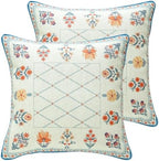 ISAENNE Linen Square Throw Pillow Cover,Set of 2,18"x18"-Floralsea B by Isaennehomedecoration