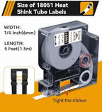 6-Pack Replacement for Dymo Rhino Heat-Shrink Labels Tube 18051 18053 18055 - Image 3