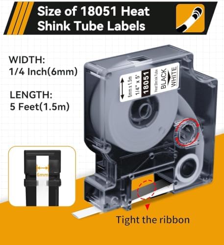 6-Pack Replacement for Dymo Rhino Heat-Shrink Labels Tube 18051 18053 18055 - Image 3