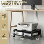 Zonon 2 Tier Printer Stand Under Desk with Wheels, Open Shelf Style, Black - Image 2
