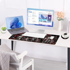 Large Keyboard Mouse Pad Set, Extended Mouse Pad+Keyboard Wrist Rest Support, Memory Foam Ergonomic Easy Typing, 4Pcs (31.5×11.8 in) Desk Pad Set for Office Home,Rose Skull - Image 3