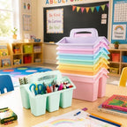 gisgfim 8 Pack Pastel Classroom Caddy Table Organizer with Handle - Image 4