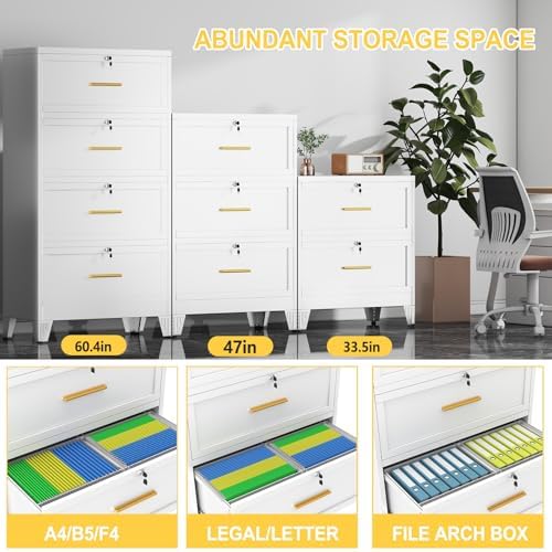 2 Drawer File Cabinet with Lock, Small Filing Cabinet for Home Office - Image 4