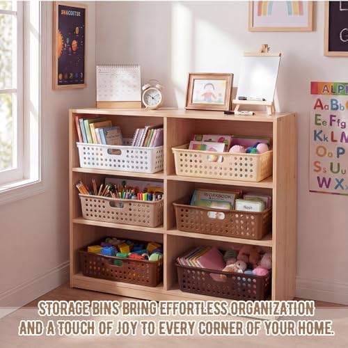 Geetery 12 Pack Classroom Storage Baskets with Handle,Gradient Brown - Image 4