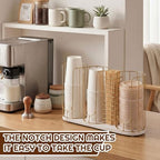 Geelin 18oz Adjustable Coffee Cup Dispenser with Wooden Base, Cup and Lid Holder, Cups Holder Organizer for Coffee Pod Straw and Lid Storage(4-compartment Single,Color 4) - Image 3