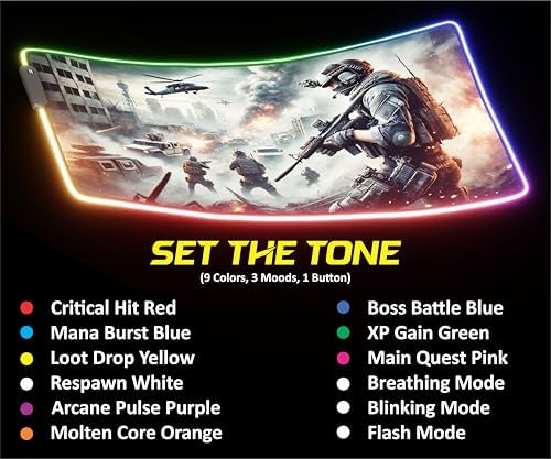 RGB Gaming Mouse Pad Large Extended Desk Mat 35.4x15.7in XXL XXXL Mousepad LED Light Up Keyboard Mat PC Gamer Desk Pad Gaming Accessories Extra Big Mouse Mats Full Desk - Urban Warfare - Image 3