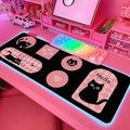 JMIYAV Pink RGB Gaming Mouse Pad 31.5x12 Inch PC XL Large Extended Glowing Led Light Up Desk Pad Non-Slip Rubber Base Computer Cute Mousepad Mat Desk Accessories Gaming Setup Hello Cat by JMIYAV