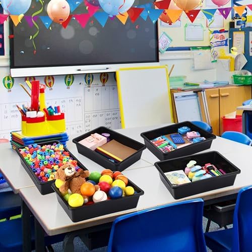 Sintuff 48 Pcs Classroom Paper Tray, Stackable Letter Size Bin, Black - Image 6