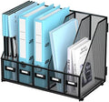 SUPEASY Desk Organizers Metal Desk Magazine File Holder with 16''x12''x12'' 5 Vertical Compartments Rack File Organizer for Office Desktop, Classroom, Home Workspace, Black Plus by SUPEASY