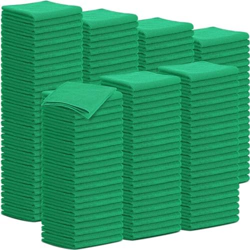 Tenare 100 Pack 12'' x 12'' Microfiber Cleaning Cloths Reusable Cleaning Rags Bulk Microfiber Towels Softer Highly Absorbent Washcloths for House Kitchen Car Window(Green) by Tenare
