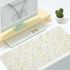 Watercolor Ditsy Floral Office Desk Mat 31.5" x 15.7" Desktop Mat PU Leather Large Mouse Pad White Mousepad Non-Slip Table Mat for Girls, Women, Home, Work, Computer, and Gaming - Image 2