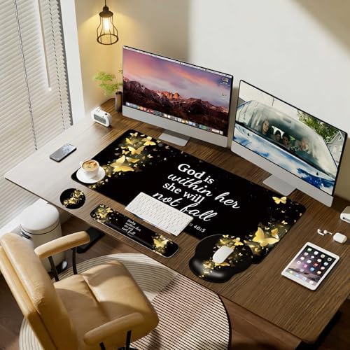 Desk Mat Set Keyboard and Mouse Pad with Wrist Rest Support - Image 2