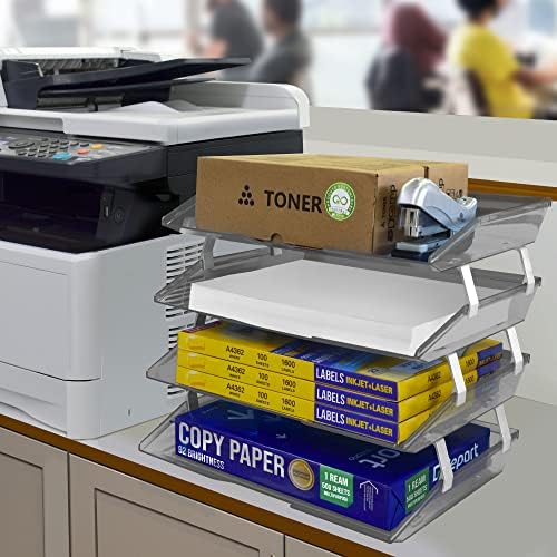 Acrimet Facility 4 Tier Letter Tray, Side Load, Letter Size/A4, Desktop File Organizer, Plastic (Clear Gray) - Image 4