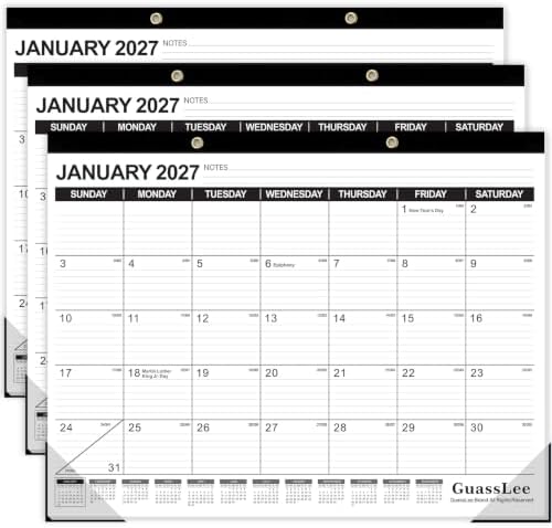 GuassLee Large Desk Calendar 2027 3 Pack, 18 Months Jan 2027–Jun 2028 by GuassLee