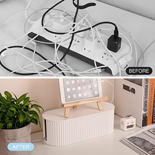 FABROK Cable Management Box, Cord Hider Box with Lid, Large, White - Image 4